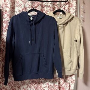 Navy and Beige Hooded Sweaters